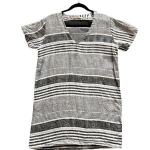 Stella Martini 100% Linen Striped V-Neck‎ Dress/Swimsuit Coverup Size Small